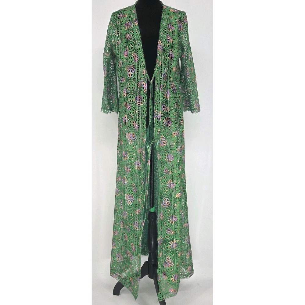 Kimonos‎ for Women Floral Beach Cover up Medium Green Resort Wear Duster